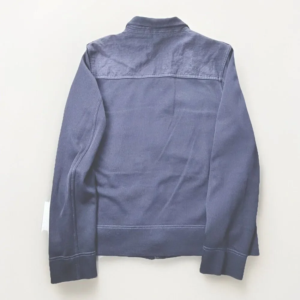 Banana Republic Mens Navy Blue Mixed Media Military‎ Utility Zip Jacket Medium